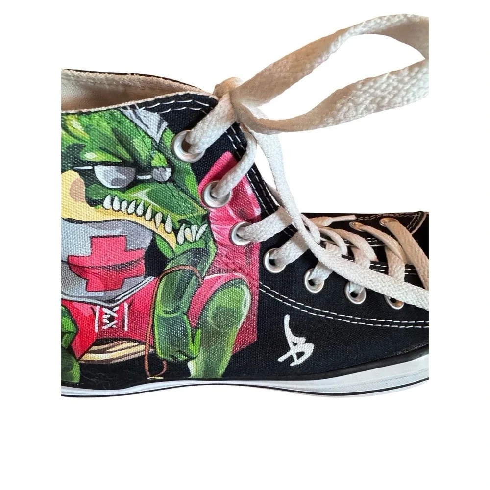 Custom Black White Converse Teenage Mutant Ninja Turtles Sz Men's 9/Women's Sz11 - Picture 1 of 10